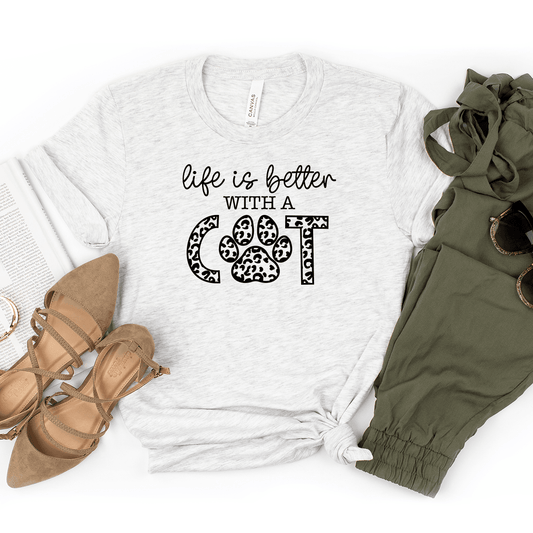 Life Is Better With A Cat - Bella+Canvas Tee