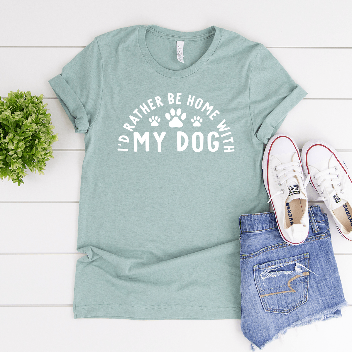 I'd Rather Be Home With My Dog - Bella+Canvas Tee