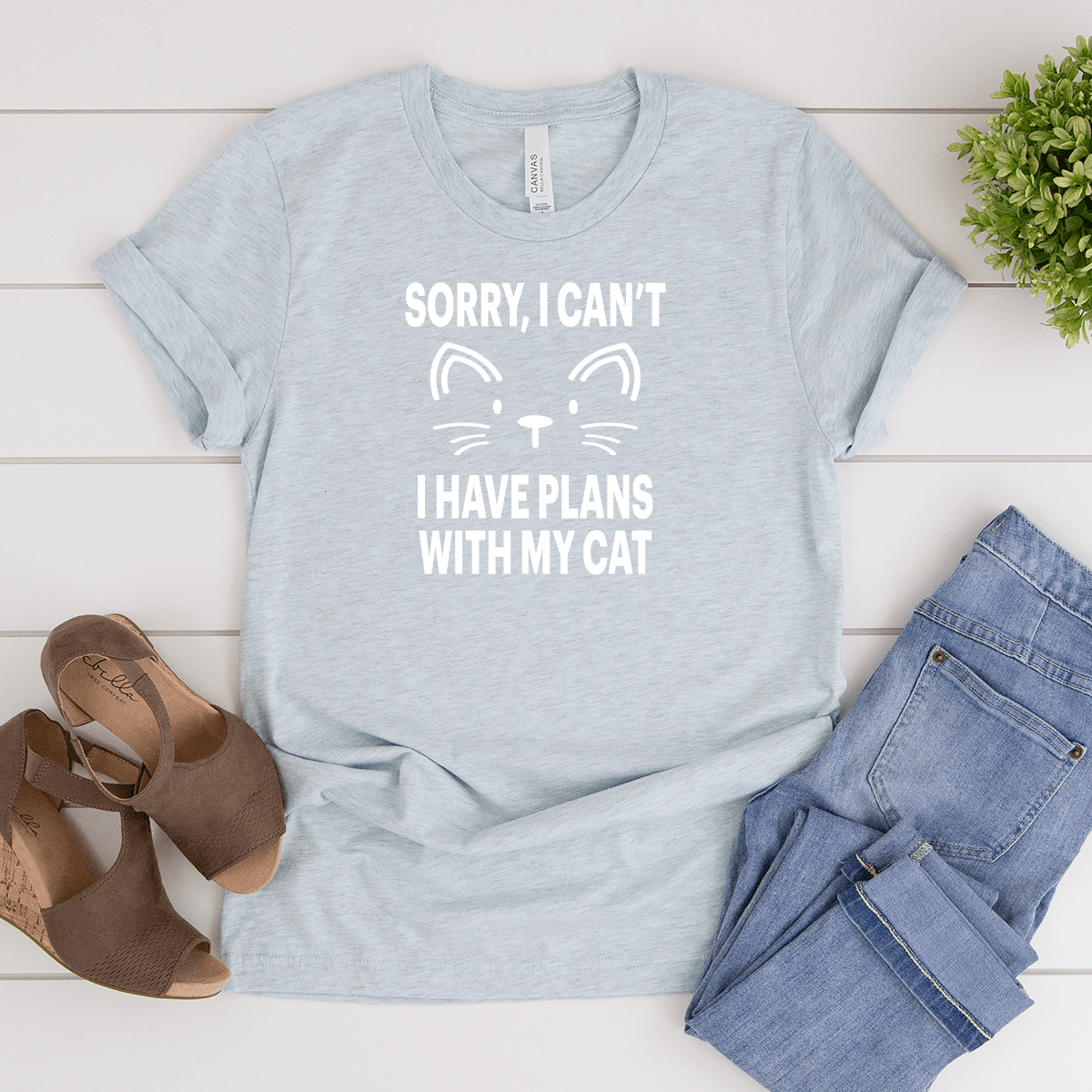 Sorry I Can't. I Have Plans With My Cat - Bella+Canvas Tee